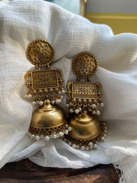 Antique golden jumbo jhumkas