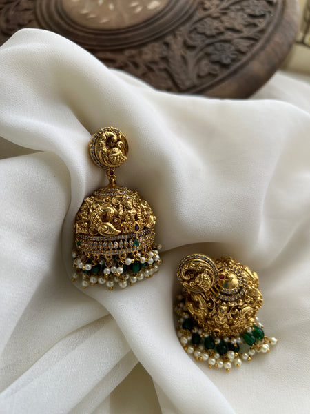 Lakshmi antique jhumkas with bead work