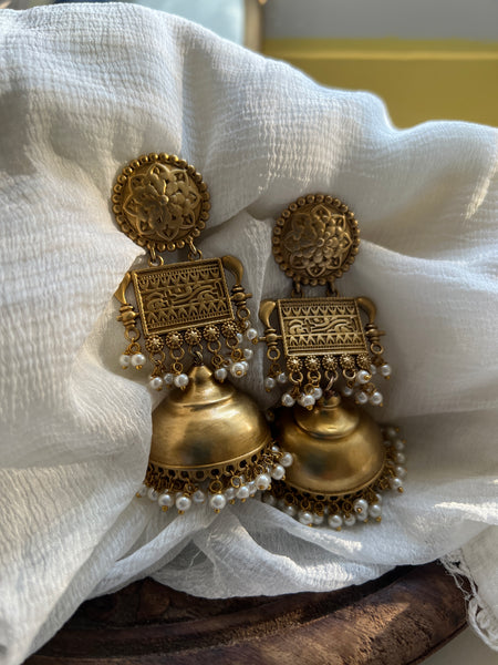 Antique golden jumbo jhumkas