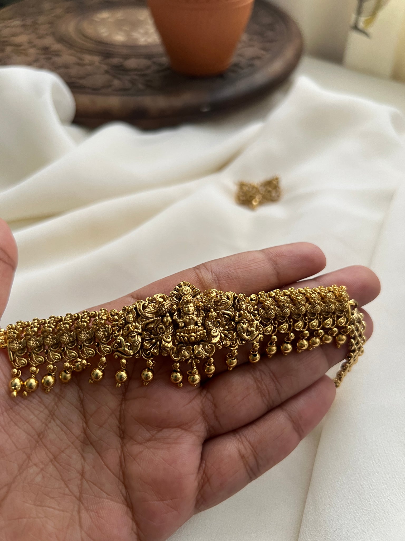Lakshmi peacock 3D kids choker with studs