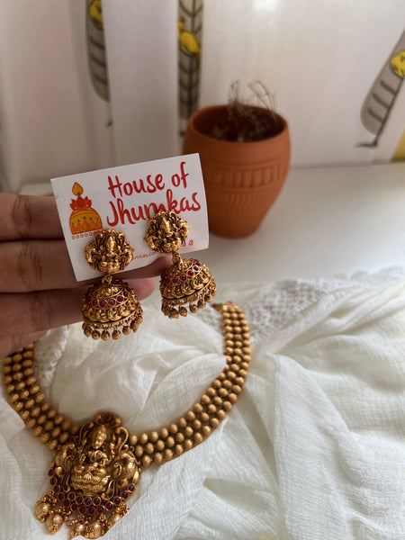 Gajalakshmi kemp necklace with jhumkas