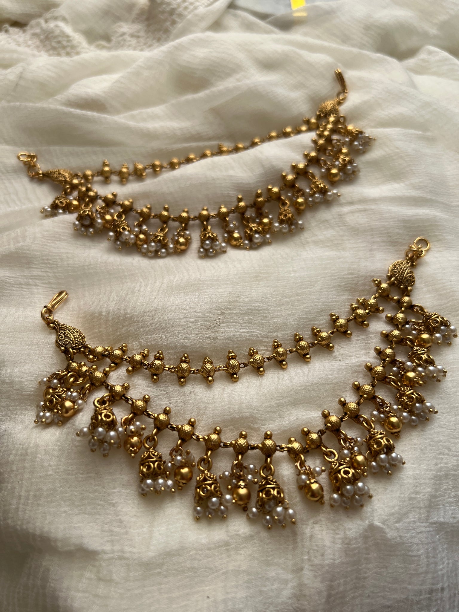 Matte bridal earring chain