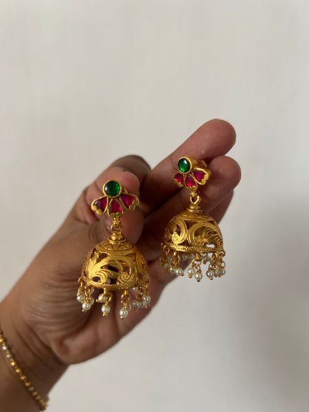 Kundan cutwork matte jhumkas