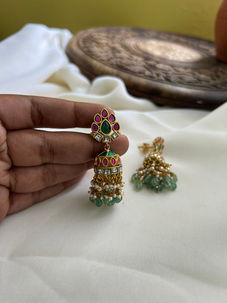 Kundan cutwork jhumkas