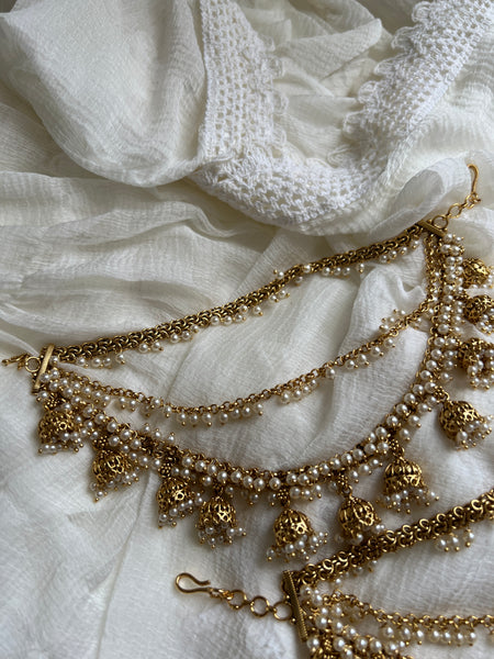 Bridal matte jhumkas earring chain