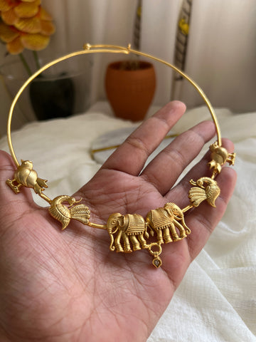 Animal mix hasli with kundan tear drop