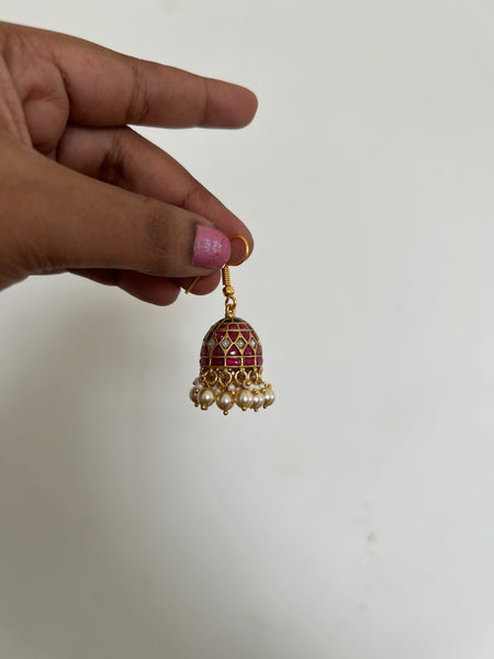 Kundan hook jhumkas