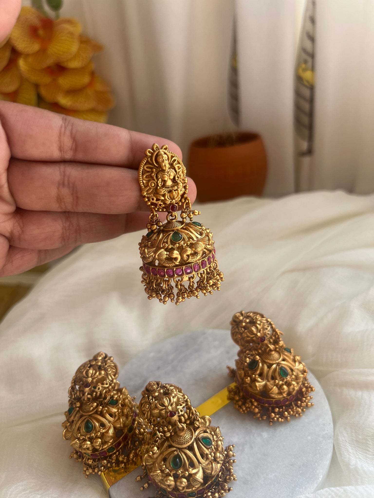 Lakshmi kemp intricate jhumkas