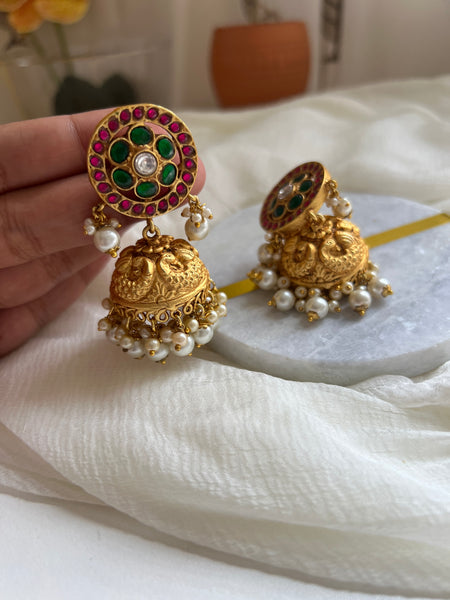 Kundan chakra flower jhumkas