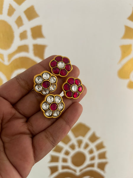 Kundan flower studs