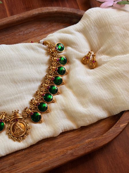 Kerala style Lakshmi palakka necklace with studs