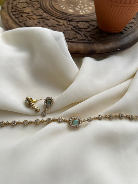 Interchangeable stud AD stone necklace with 5 color options