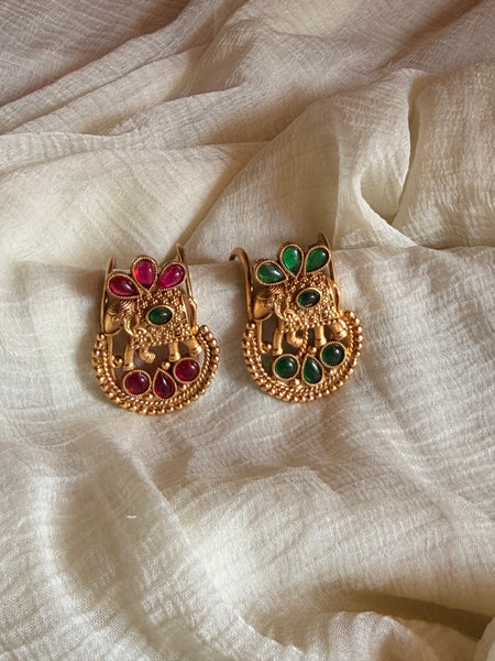 Ruby Emerald Elephant Vaanki Ring