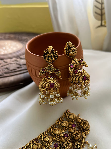 Antique lakshmi kemp choker with jhumkas
