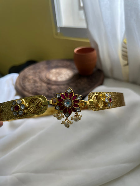 Kundan Flower hip belt