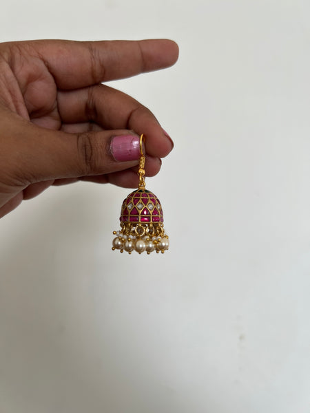 Kundan hook jhumkas