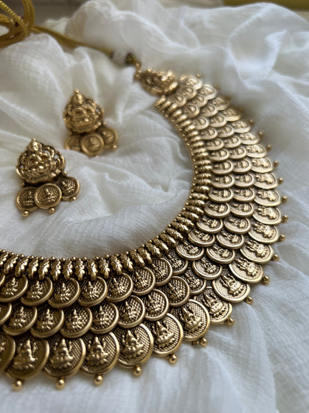 Full necklace 3 layer coin necklace with big studs