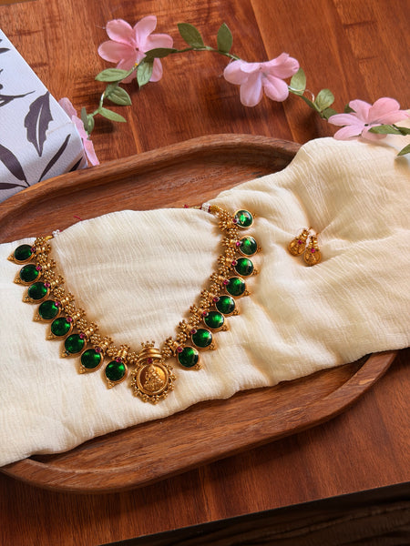 Kerala style Lakshmi palakka necklace with studs