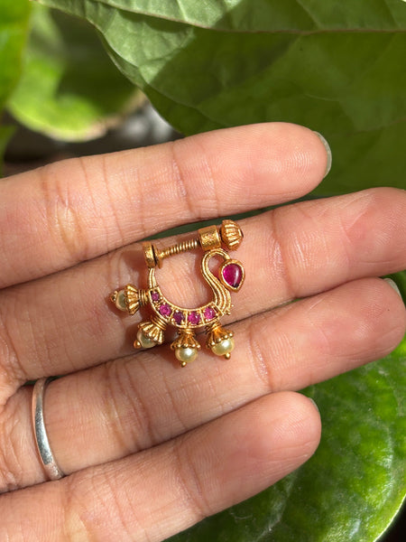 Antique Kemp Pearl Drop Nath