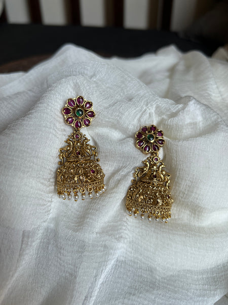 Antique kemp flower jhumkas