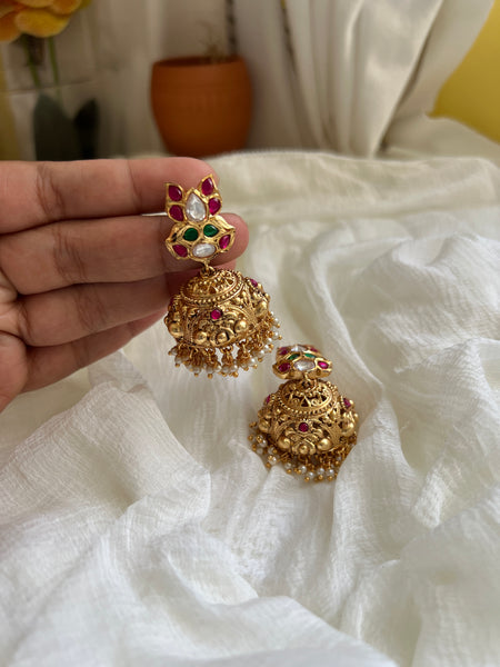 Kundan like designer jhumkas