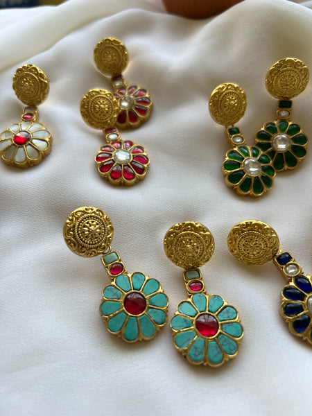 Kundan flower designer earrings