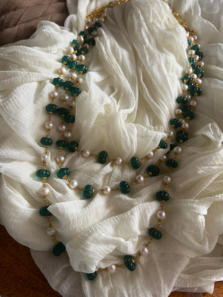 Pearl pumpkin bead maala