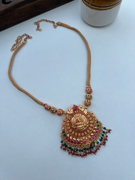 Gold look alike kemp Lakshmi necklace