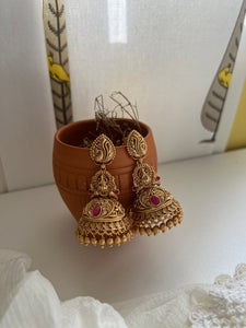 Peacock Lakshmi matte jhumkas