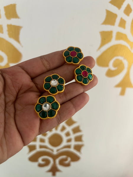 Kundan flower studs