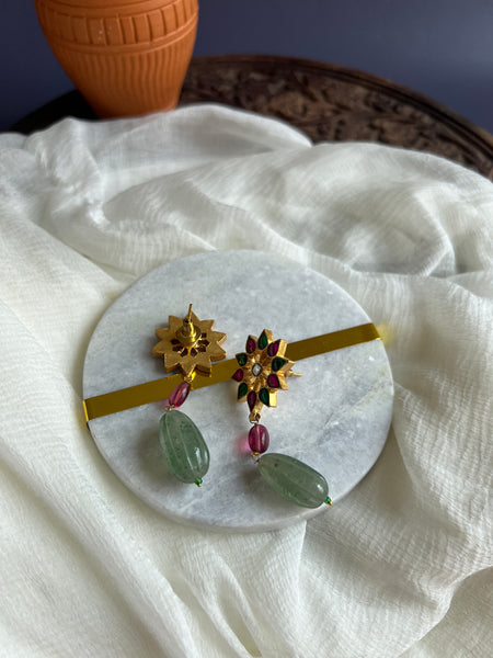 Kundan flower bead studs