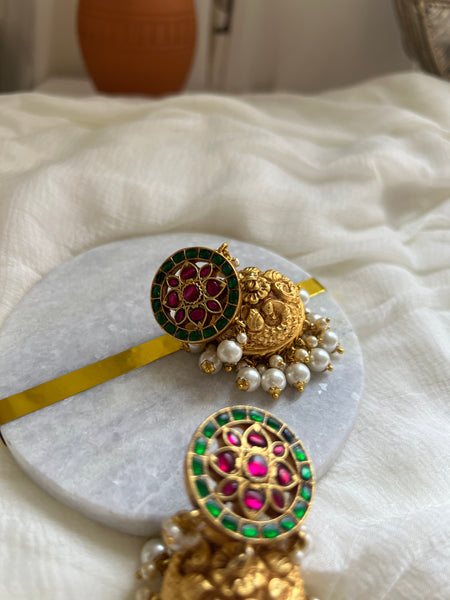 Kundan chakra flower jhumkas