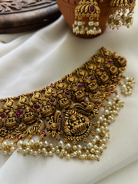 Antique lakshmi kemp choker with jhumkas