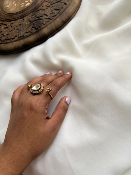 Polki uncut Multi finger ring