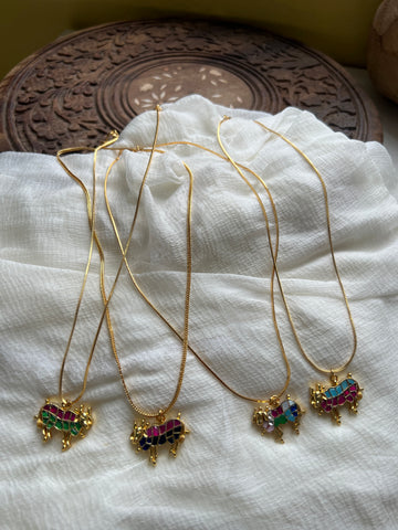Kundan Cow pendant with chain