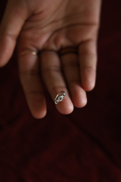 Silver Finish Clip-On Floral CZ Nose Ring
