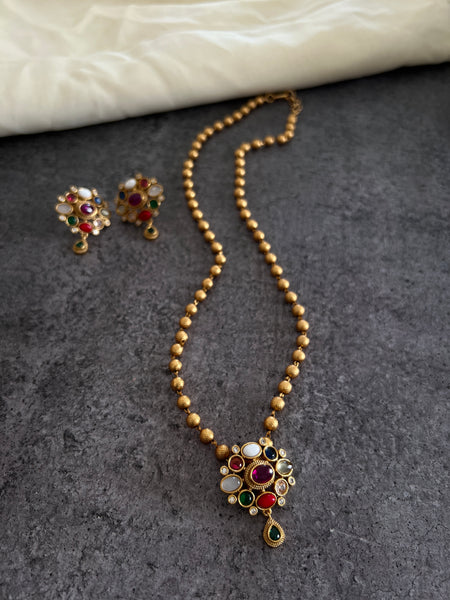 Navarathna flower attigai with earrings