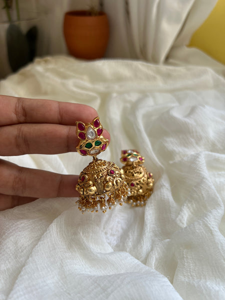 Kundan like designer jhumkas