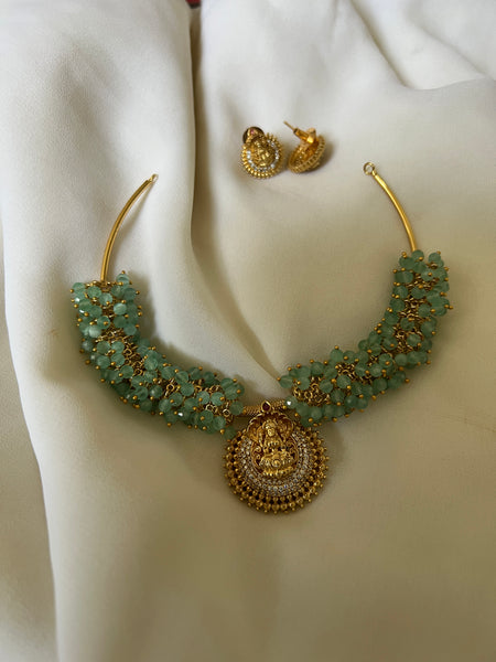 Cluster bead nagalakshmi choker with studs