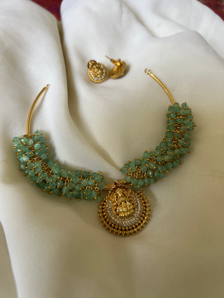 Cluster bead nagalakshmi choker with studs