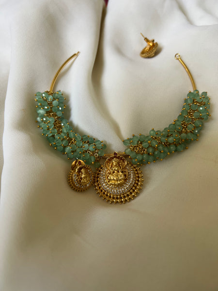 Cluster bead nagalakshmi choker with studs