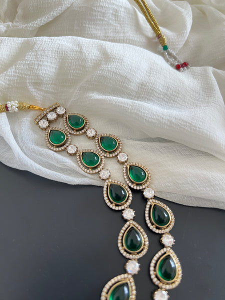 Kundan Victorian style layered necklace with studs