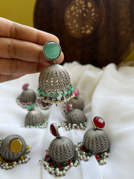 Candy stone cut work jhumkas