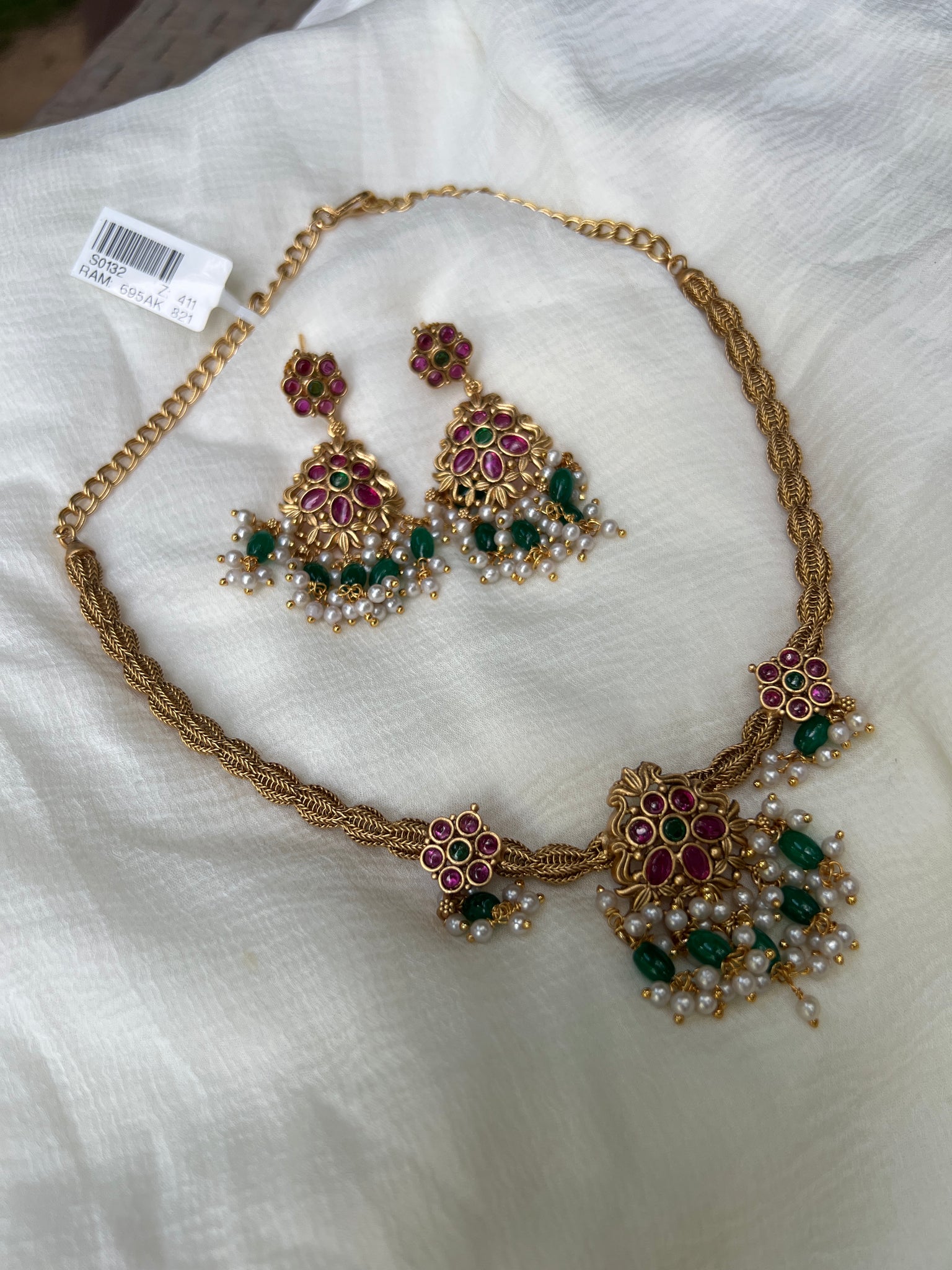 Kemp floral designer necklace with earrings
