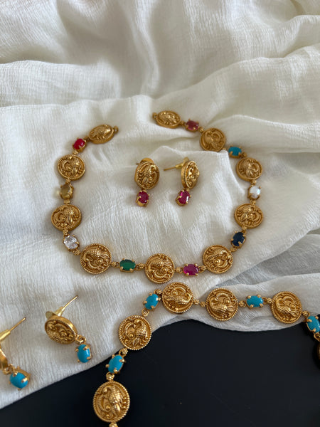 Nagas peacock stone necklace with studs