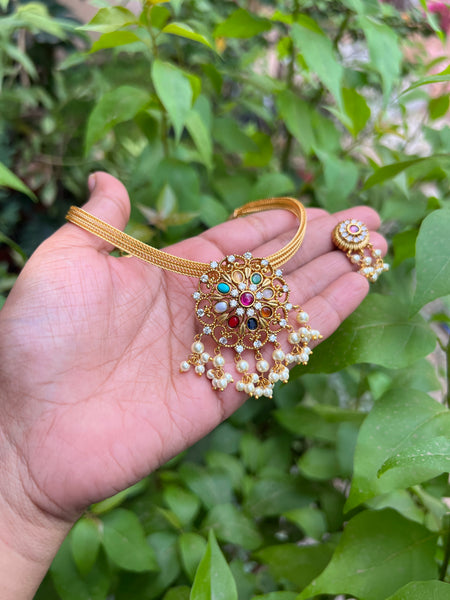 Navarathna choker with studs