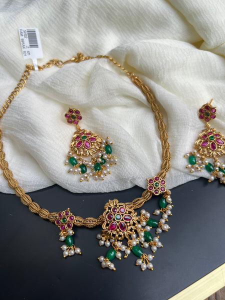 Kemp floral designer necklace with earrings