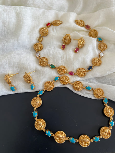Nagas peacock stone necklace with studs