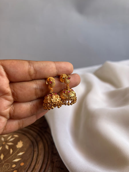 Mini kemp peacock Jhumkas