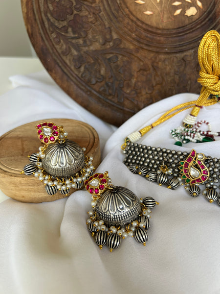 Reconstructed Kundan choker with Jhumkas